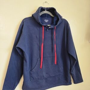 Classic Navy Hoodie with Red Drawstrings
